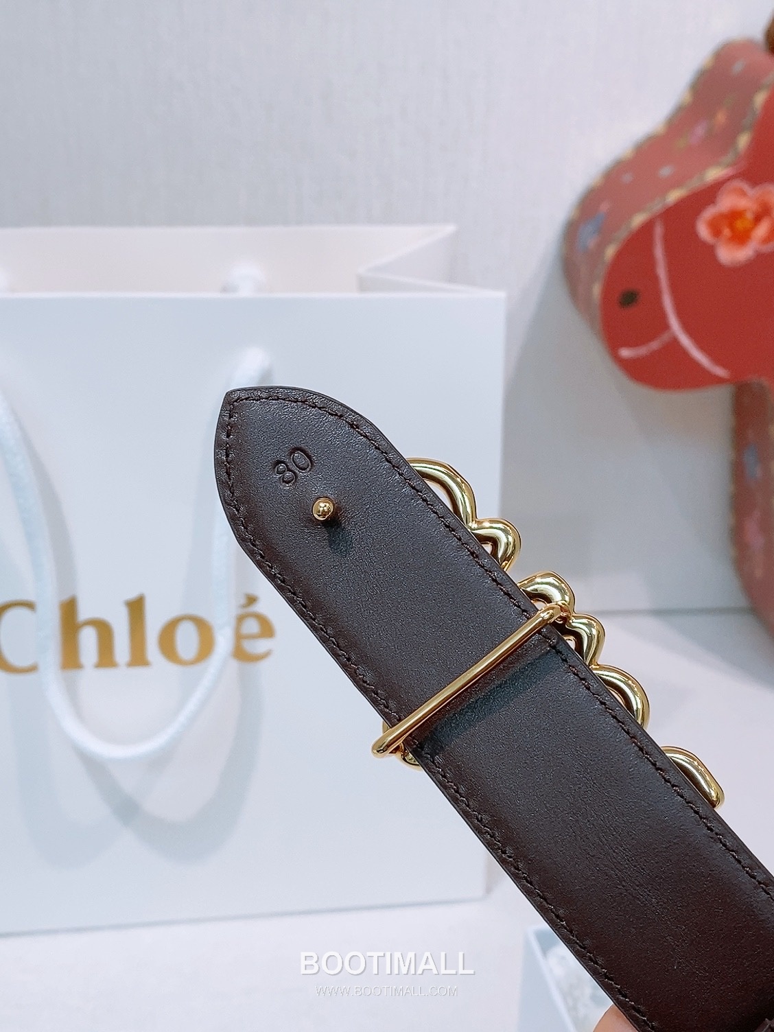 Chloé Calfskin Belt with Logo Buckle Gold-Plated 끌로에 카프스킨 벨트 로고 버클 3.0cm 3