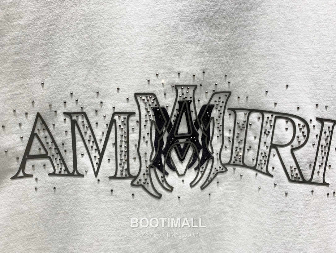 Amiri SS26 Logo Velvet Pressed Rhinestone Cotton T-Shirt 아미리 SS26 로고 벨벳 압착 스톤 코튼 티셔츠 3