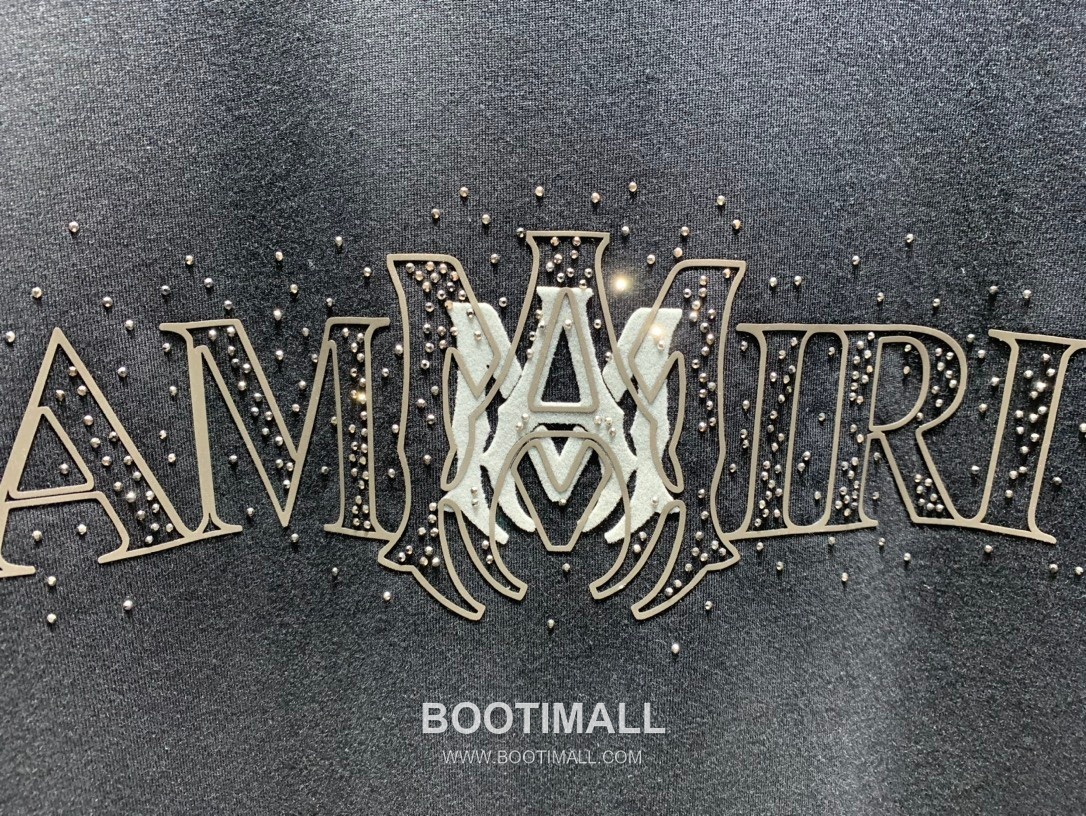 Amiri SS26 Logo Velvet Pressed Rhinestone Cotton T-Shirt 아미리 SS26 로고 벨벳 압착 스톤 코튼 티셔츠 3