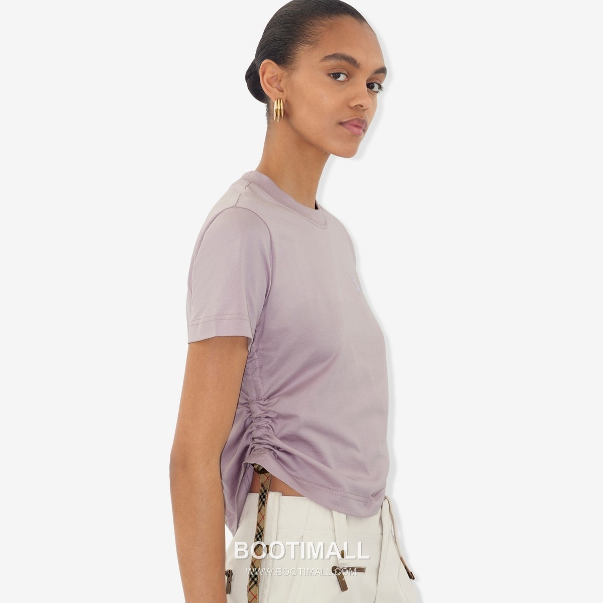 Burberry SS26 Check Panel Pleated Cotton T-Shirt 버버리 SS26 체크 패널 플리츠 코튼 티셔츠 3