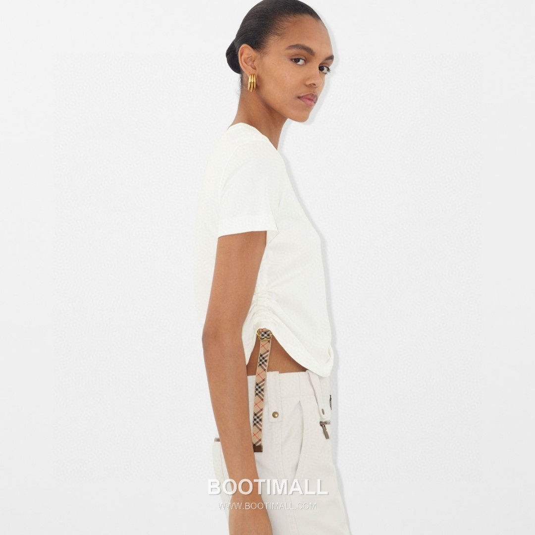 Burberry SS26 Check Panel Pleated Cotton T-Shirt 버버리 SS26 체크 패널 플리츠 코튼 티셔츠 6