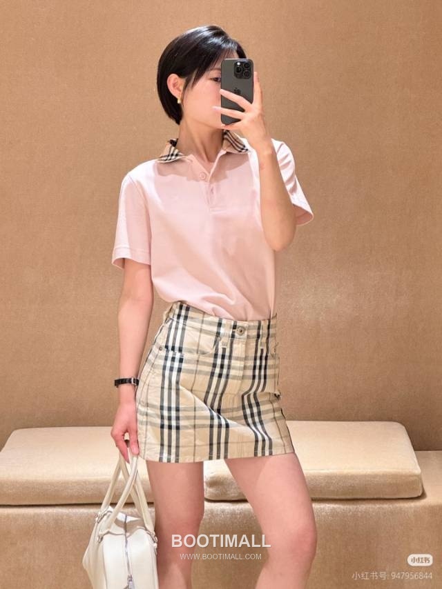 Burberry Check Collar Cotton Piqué Polo Shirt 버버리 체크 칼라 코튼 피케 폴로 셔츠 10