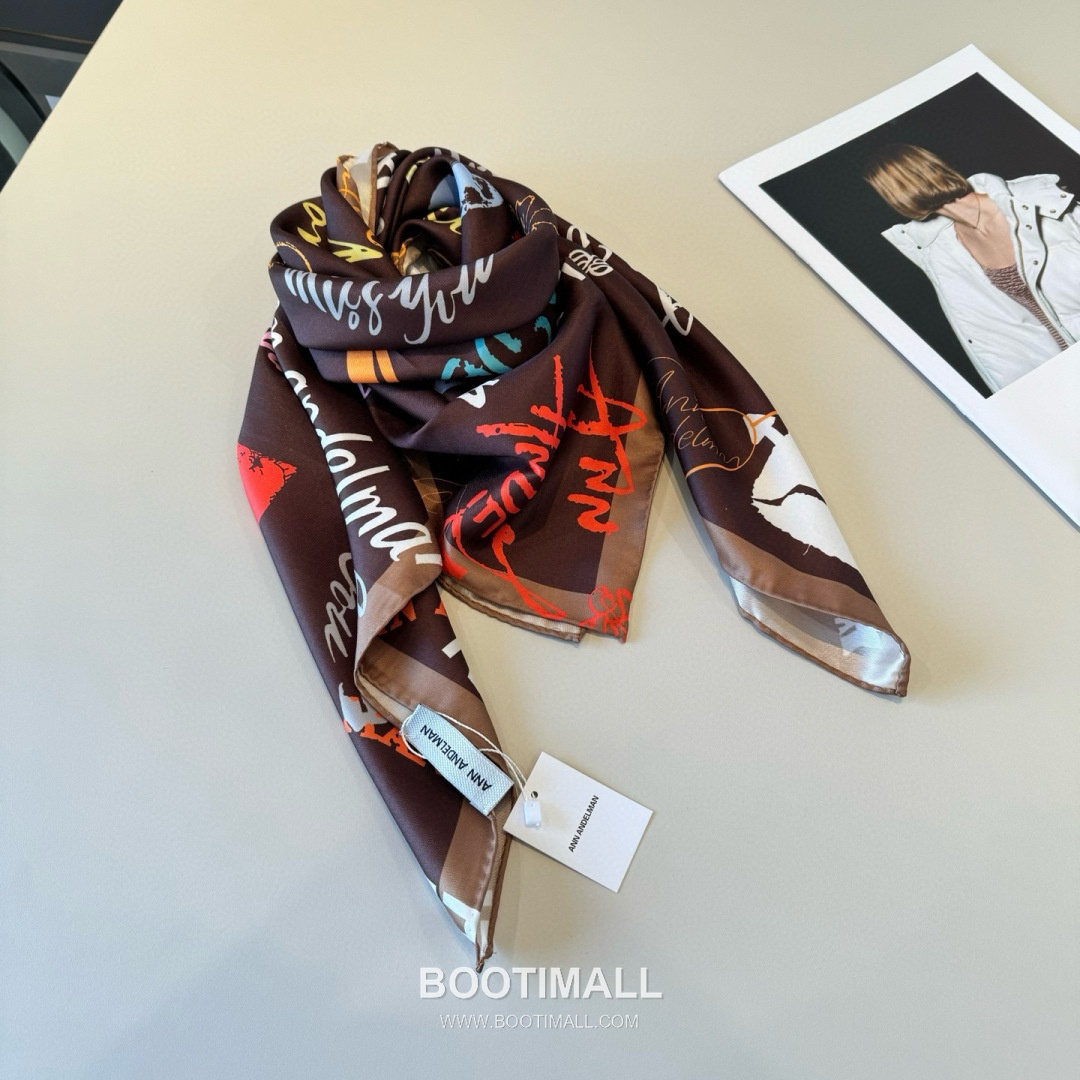 Ann Andelman 520 Capsule Silk Square Scarf 100% Silk Print Scarf 앤앤델만 520 캡슐 실크 스퀘어 스카프 90cm 5