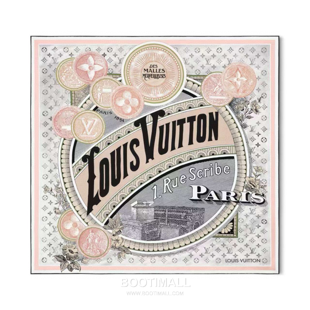 Louis Vuitton Malles Merveilleuses Monogram Silk Square Scarf 100% Mulberry Silk Print Scarf 루이비통 말르 메르베유즈 모노그램 실크 스퀘어 스카프 90cm 1