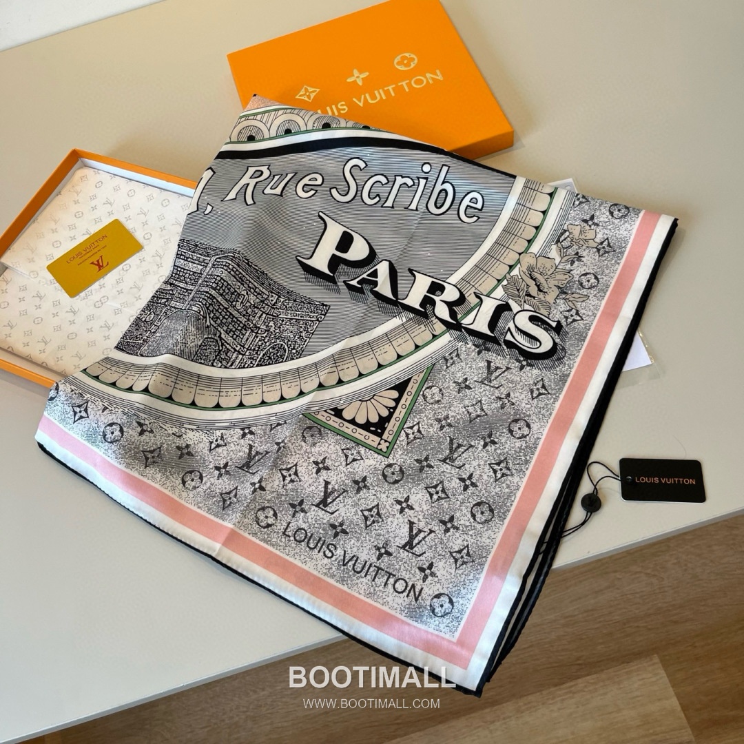 Louis Vuitton Malles Merveilleuses Monogram Silk Square Scarf 100% Mulberry Silk Print Scarf 루이비통 말르 메르베유즈 모노그램 실크 스퀘어 스카프 90cm 4