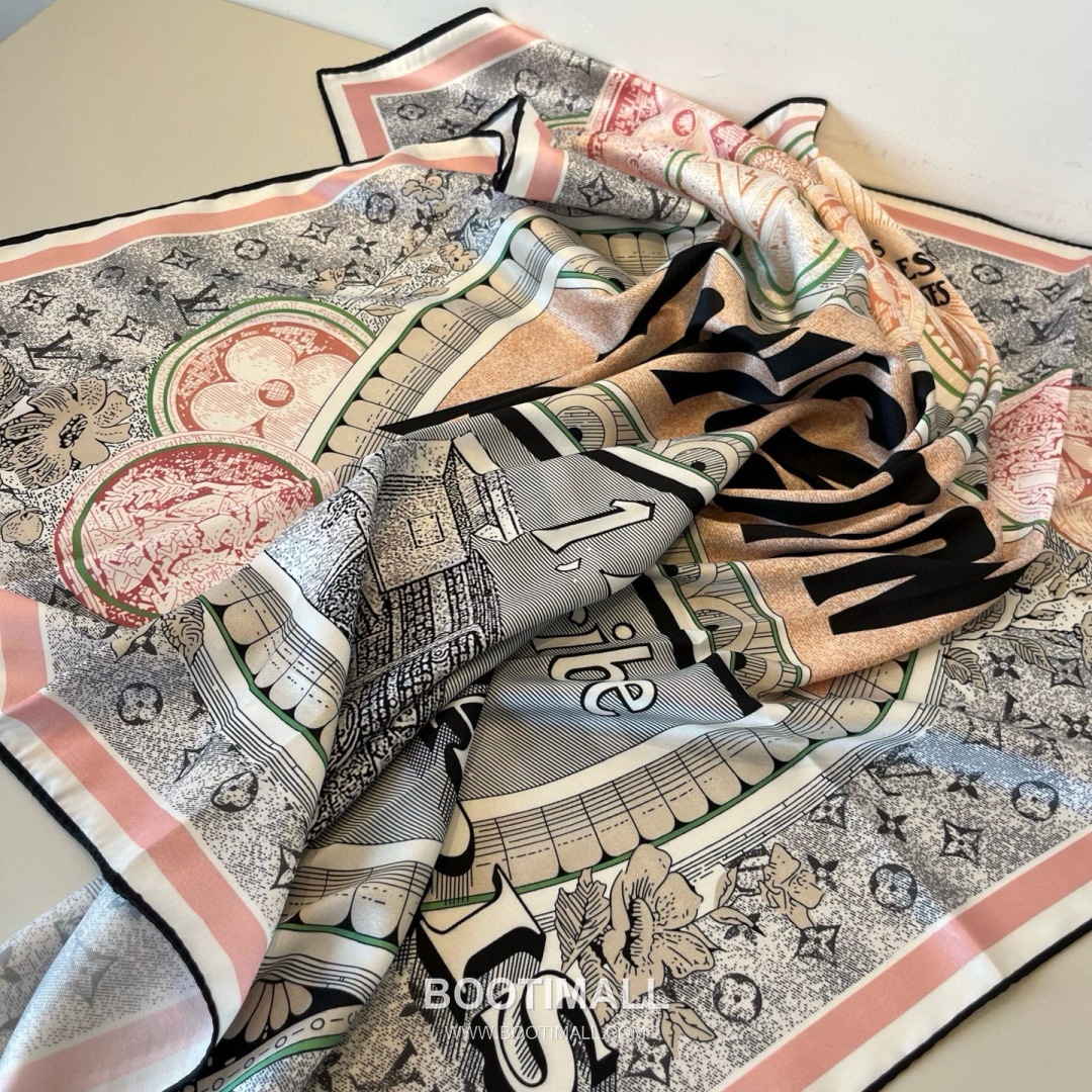 Louis Vuitton Malles Merveilleuses Monogram Silk Square Scarf 100% Mulberry Silk Print Scarf 루이비통 말르 메르베유즈 모노그램 실크 스퀘어 스카프 90cm 8