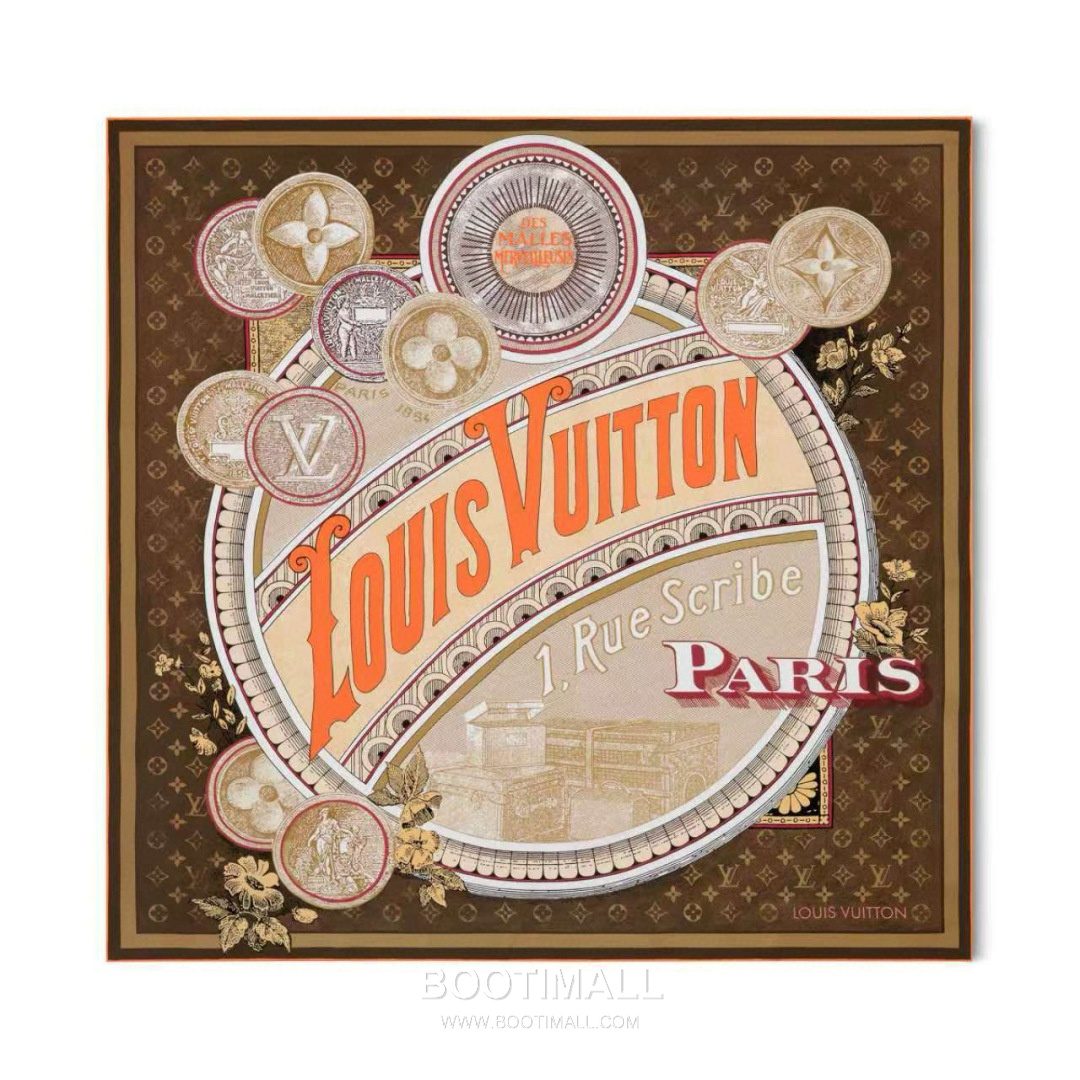 Louis Vuitton Malles Merveilleuses Monogram Silk Square Scarf 100% Mulberry Silk Print Scarf 루이비통 말르 메르베유즈 모노그램 실크 스퀘어 스카프 90cm 1