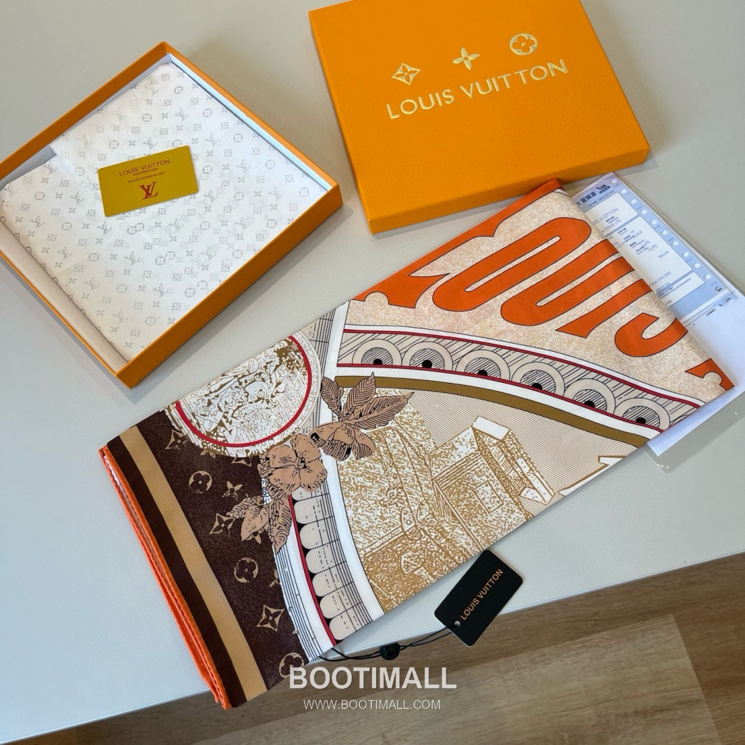 Louis Vuitton Malles Merveilleuses Monogram Silk Square Scarf 100% Mulberry Silk Print Scarf 루이비통 말르 메르베유즈 모노그램 실크 스퀘어 스카프 90cm 6
