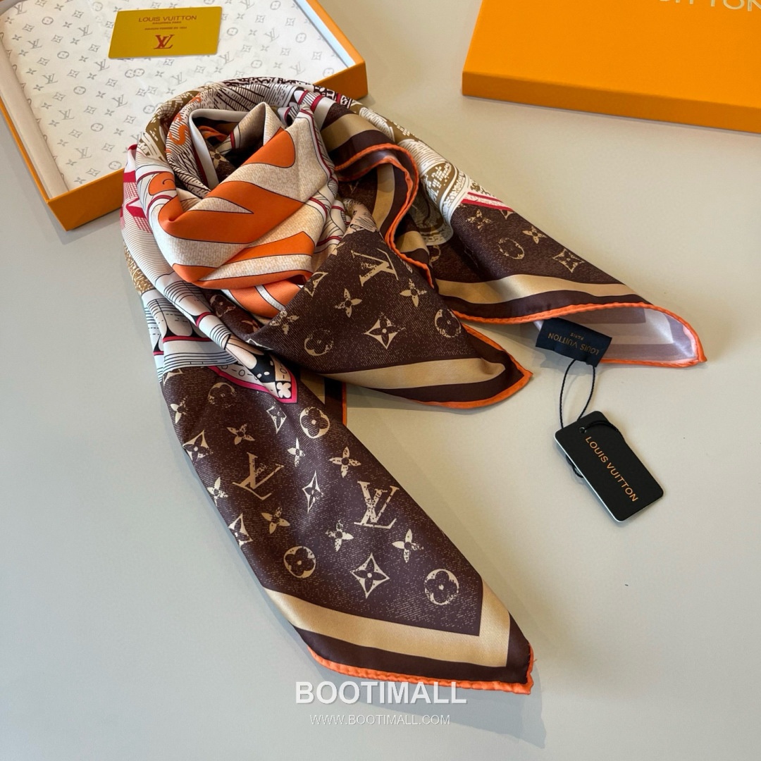 Louis Vuitton Malles Merveilleuses Monogram Silk Square Scarf 100% Mulberry Silk Print Scarf 루이비통 말르 메르베유즈 모노그램 실크 스퀘어 스카프 90cm 7