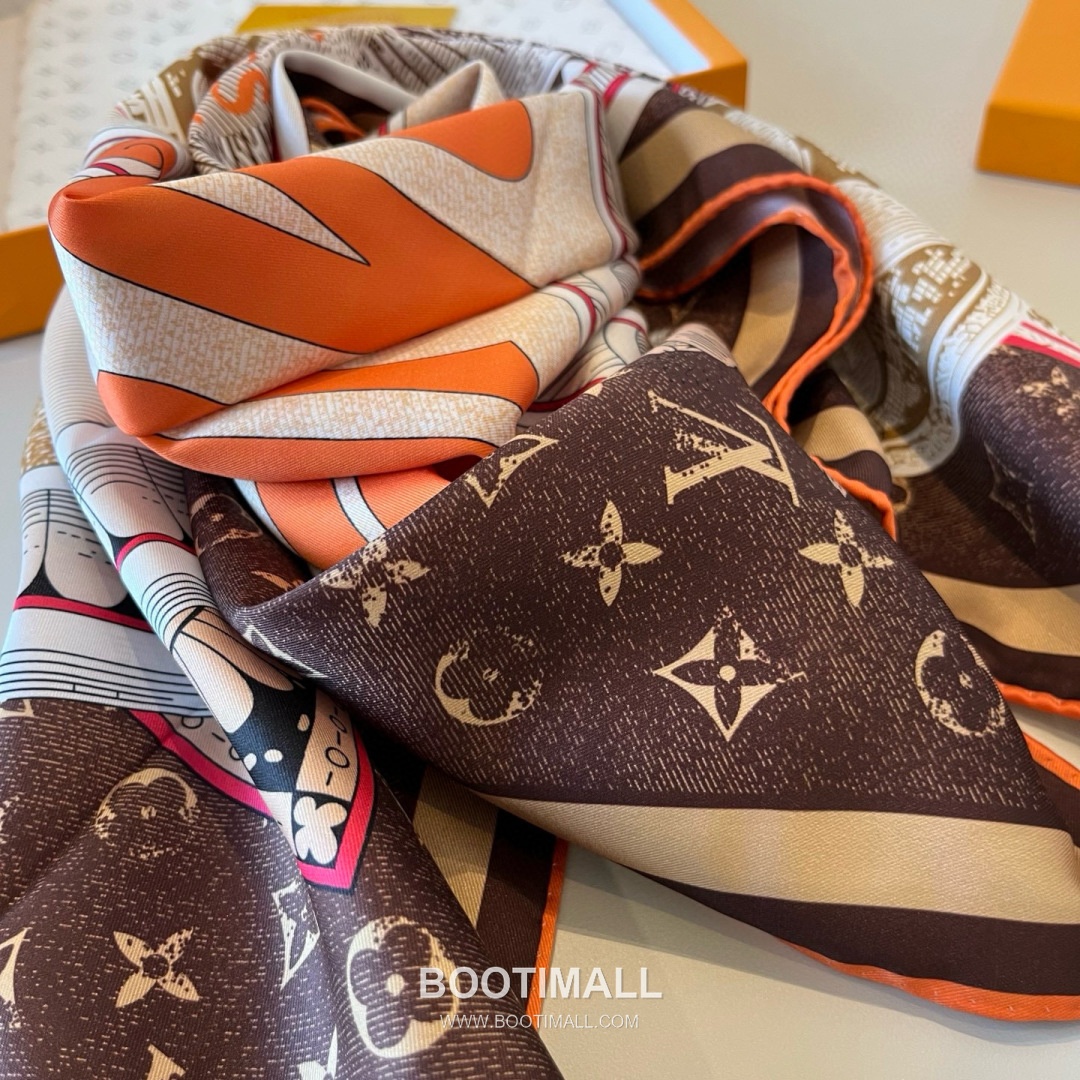 Louis Vuitton Malles Merveilleuses Monogram Silk Square Scarf 100% Mulberry Silk Print Scarf 루이비통 말르 메르베유즈 모노그램 실크 스퀘어 스카프 90cm 8
