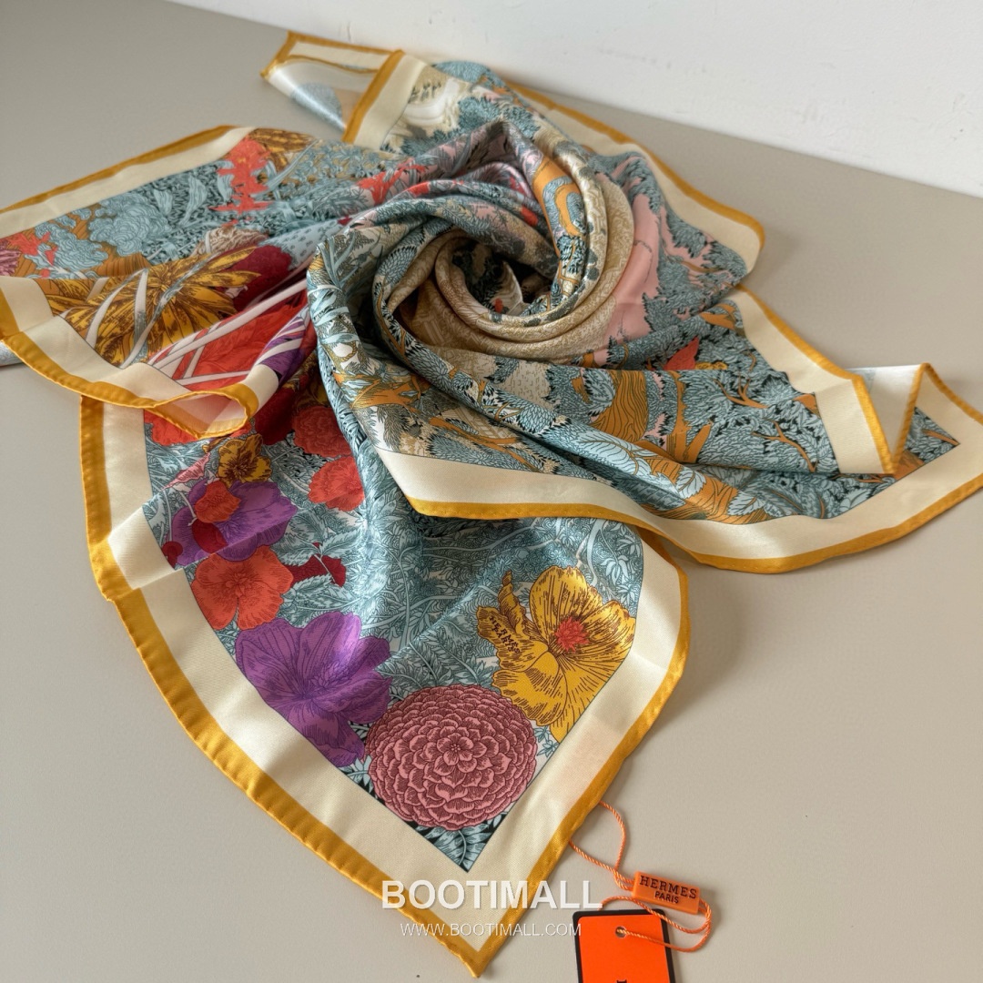Hermes Retour a la Nature Silk Square Scarf 100% Silk Print Scarf 에르메스 리투르 아 라 나튀르 실크 스퀘어 스카프 90cm 8