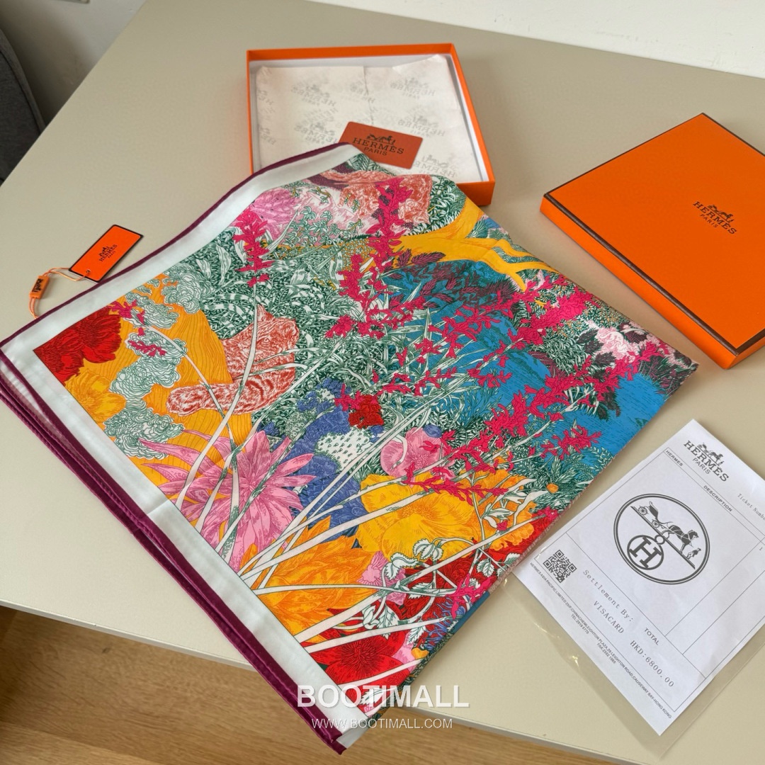 Hermes Retour a la Nature Silk Square Scarf 100% Silk Print Scarf 에르메스 리투르 아 라 나튀르 실크 스퀘어 스카프 90cm 2