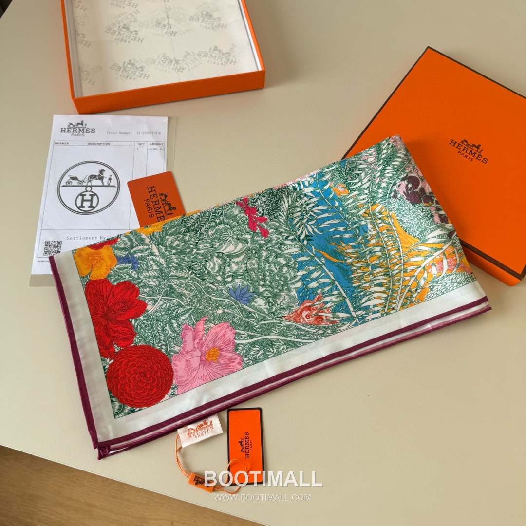 Hermes Retour a la Nature Silk Square Scarf 100% Silk Print Scarf 에르메스 리투르 아 라 나튀르 실크 스퀘어 스카프 90cm 3