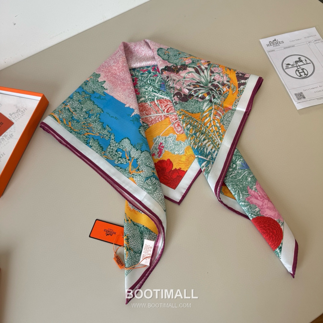 Hermes Retour a la Nature Silk Square Scarf 100% Silk Print Scarf 에르메스 리투르 아 라 나튀르 실크 스퀘어 스카프 90cm 5