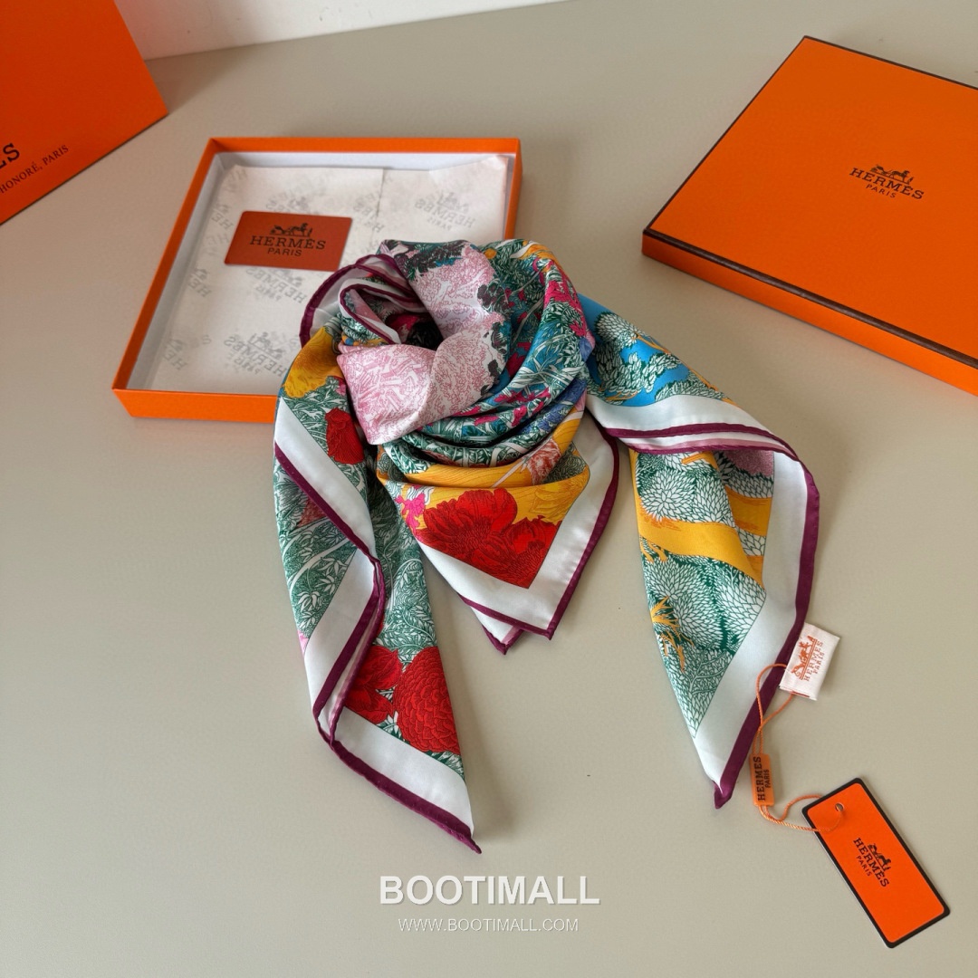 Hermes Retour a la Nature Silk Square Scarf 100% Silk Print Scarf 에르메스 리투르 아 라 나튀르 실크 스퀘어 스카프 90cm 6