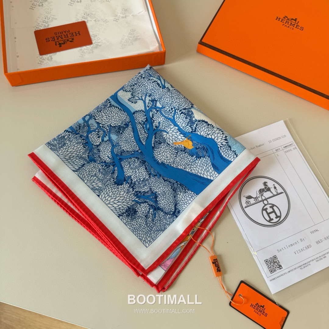 Hermes Retour a la Nature Silk Square Scarf 100% Silk Print Scarf 에르메스 리투르 아 라 나튀르 실크 스퀘어 스카프 90cm 4