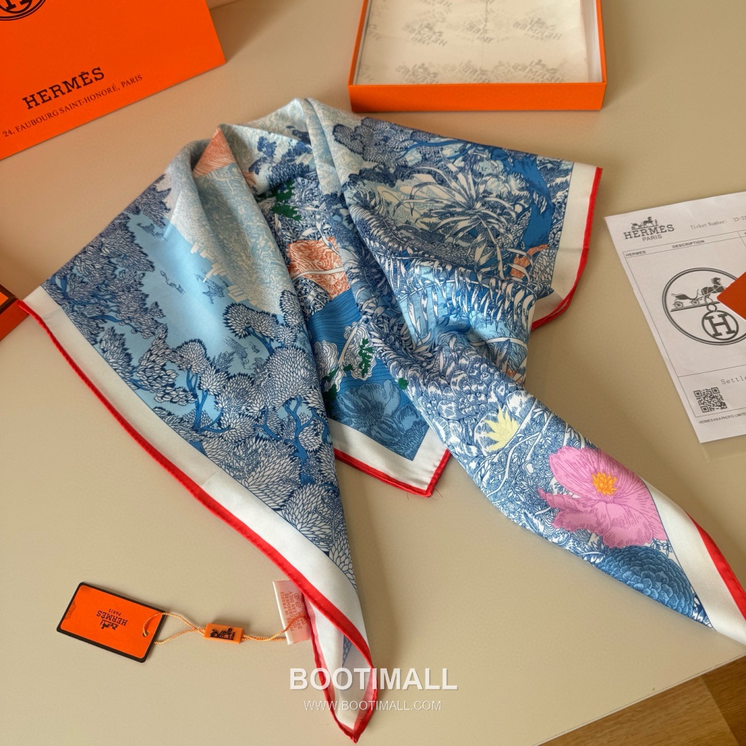 Hermes Retour a la Nature Silk Square Scarf 100% Silk Print Scarf 에르메스 리투르 아 라 나튀르 실크 스퀘어 스카프 90cm 5