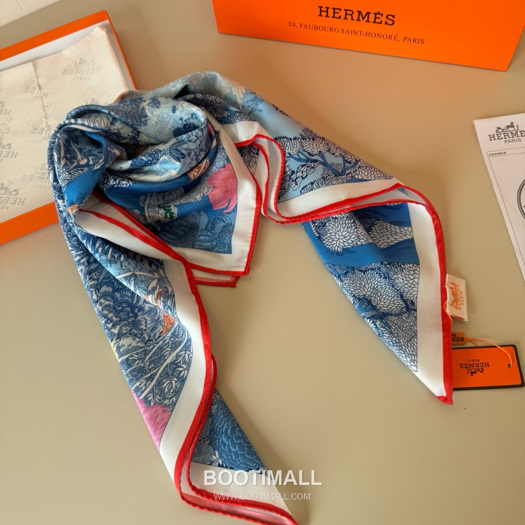 Hermes Retour a la Nature Silk Square Scarf 100% Silk Print Scarf 에르메스 리투르 아 라 나튀르 실크 스퀘어 스카프 90cm 6