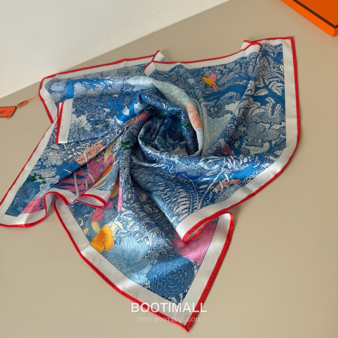 Hermes Retour a la Nature Silk Square Scarf 100% Silk Print Scarf 에르메스 리투르 아 라 나튀르 실크 스퀘어 스카프 90cm 8