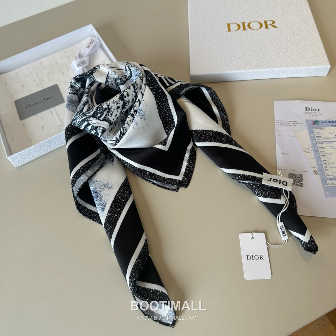 Dior Diortwin Oblique Silk Twill Square Scarf with Logo Jacquard Print 디올 디올트윈 오블리크 실크 트윌 스퀘어 스카프 로고 자카드 90cm 6