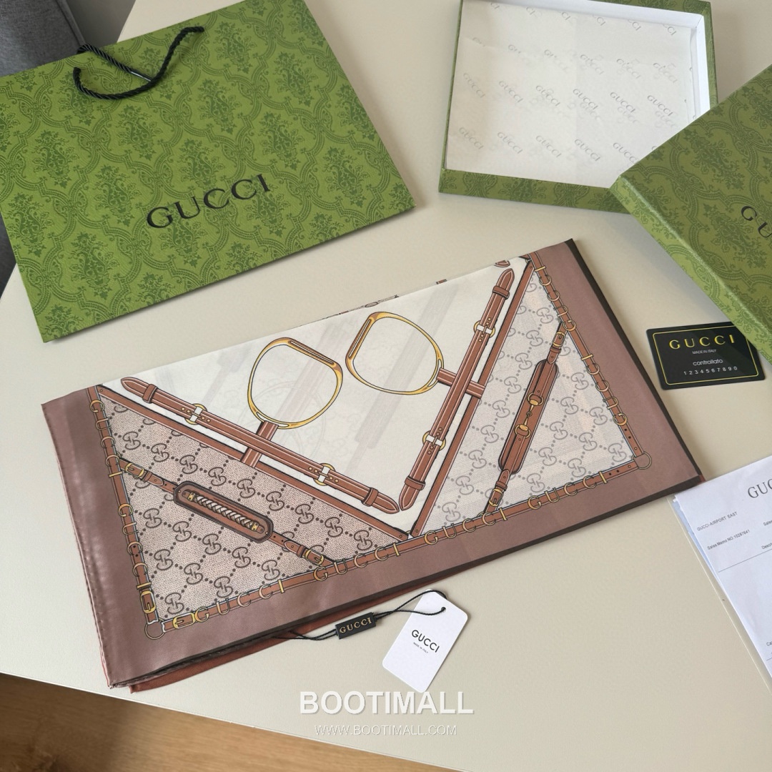 Gucci Archive Print Silk Square Scarf 100% Mulberry Silk Print Scarf 구찌 아카이브 프린트 실크 스퀘어 스카프 90cm 5