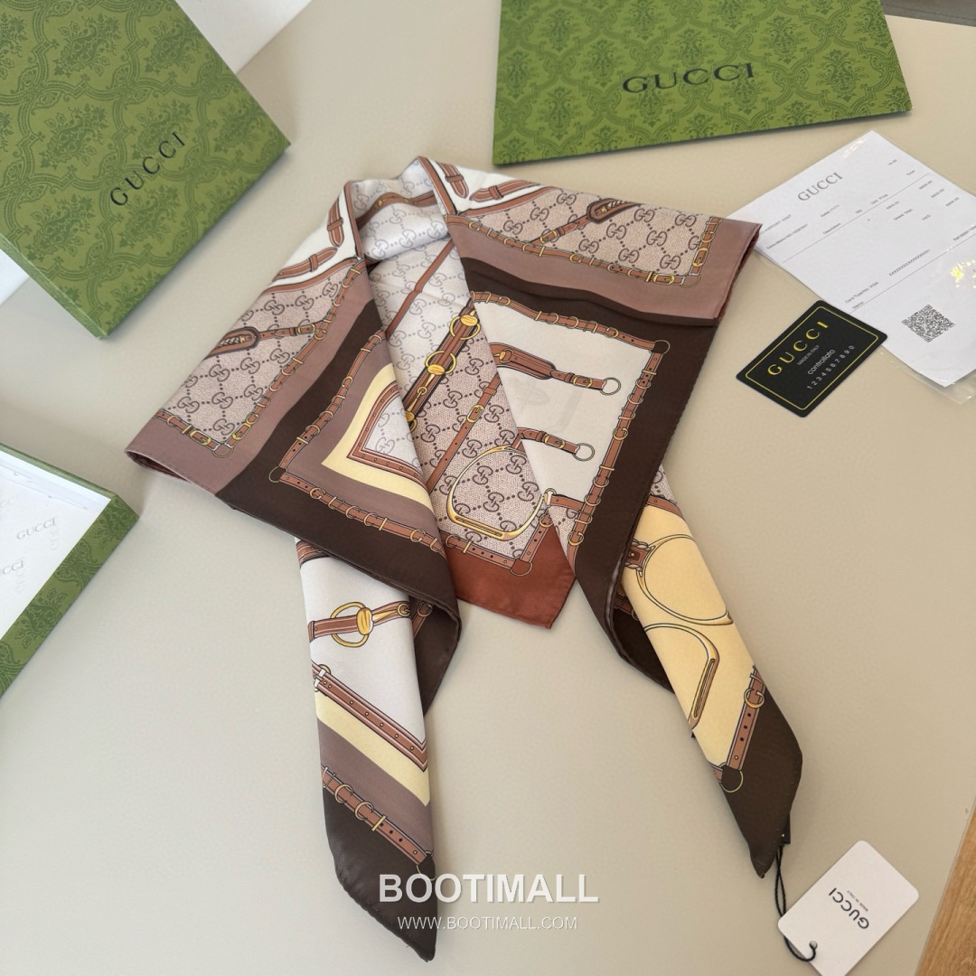 Gucci Archive Print Silk Square Scarf 100% Mulberry Silk Print Scarf 구찌 아카이브 프린트 실크 스퀘어 스카프 90cm 7