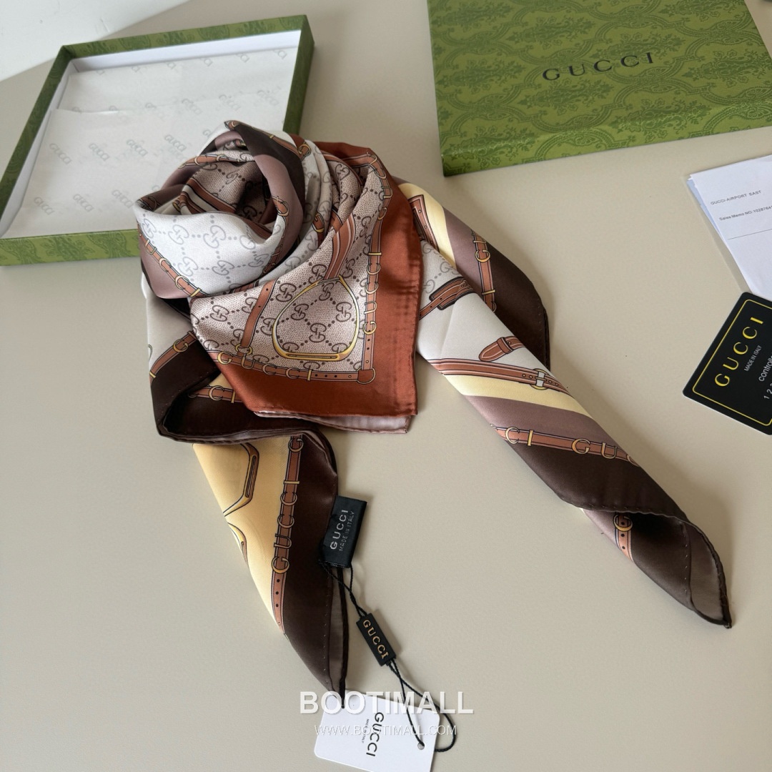 Gucci Archive Print Silk Square Scarf 100% Mulberry Silk Print Scarf 구찌 아카이브 프린트 실크 스퀘어 스카프 90cm 8