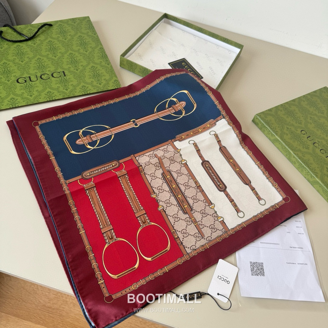 Gucci Archive Print Silk Square Scarf 100% Mulberry Silk Print Scarf 구찌 아카이브 프린트 실크 스퀘어 스카프 90cm 4