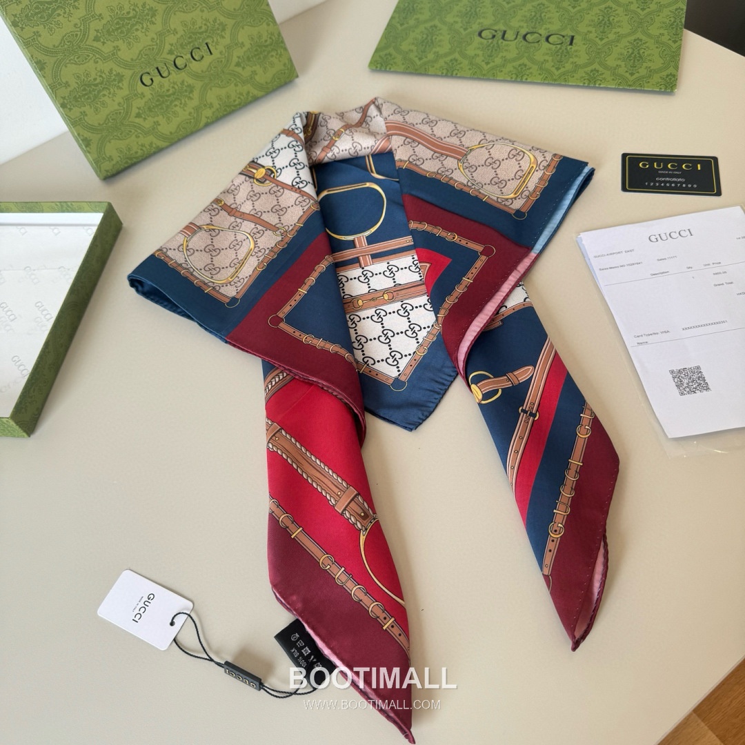 Gucci Archive Print Silk Square Scarf 100% Mulberry Silk Print Scarf 구찌 아카이브 프린트 실크 스퀘어 스카프 90cm 6