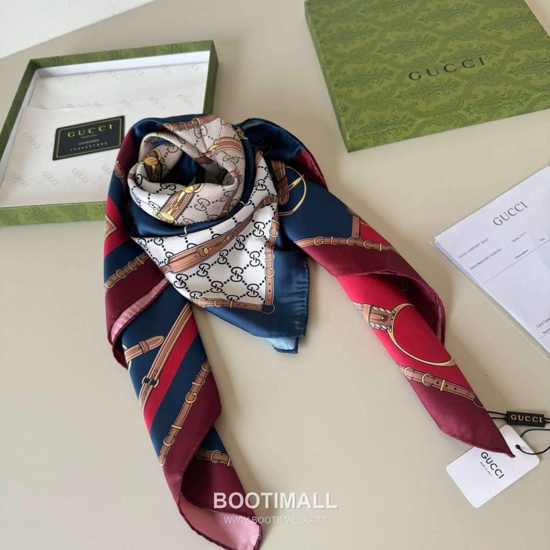 Gucci Archive Print Silk Square Scarf 100% Mulberry Silk Print Scarf 구찌 아카이브 프린트 실크 스퀘어 스카프 90cm 7