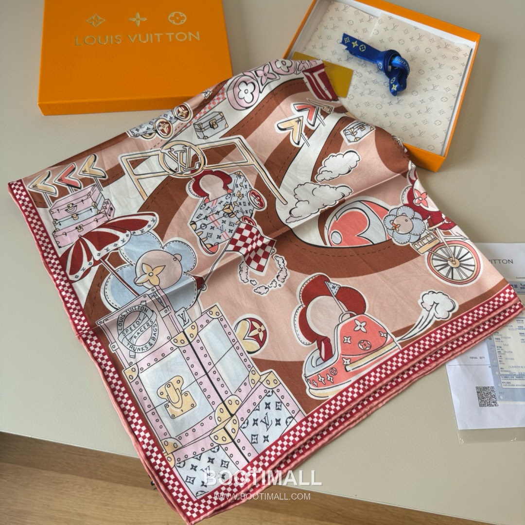 Louis Vuitton Belt Motif Silk Twill Square Scarf 100% Silk Twill Print Scarf 루이비통 벨트 모티프 실크 트윌 스퀘어 스카프 90cm 2
