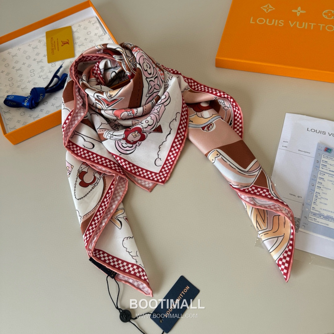 Louis Vuitton Belt Motif Silk Twill Square Scarf 100% Silk Twill Print Scarf 루이비통 벨트 모티프 실크 트윌 스퀘어 스카프 90cm 7