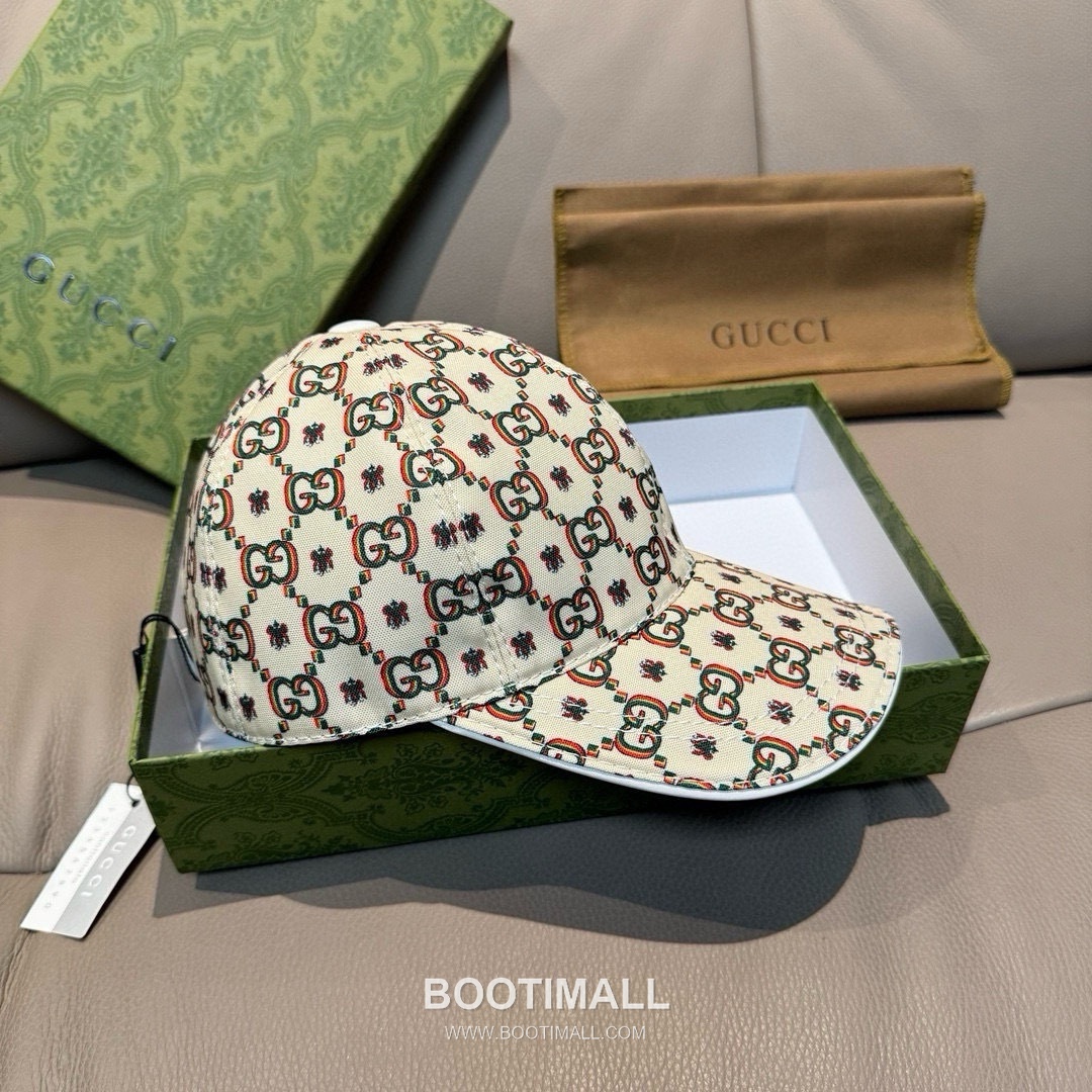 Gucci Double G Insect Print Canvas Leather Strap Baseball Cap 구찌 더블 G 인섹트 프린트 캔버스 가죽 스트랩 베이스볼 캡 56cm 4
