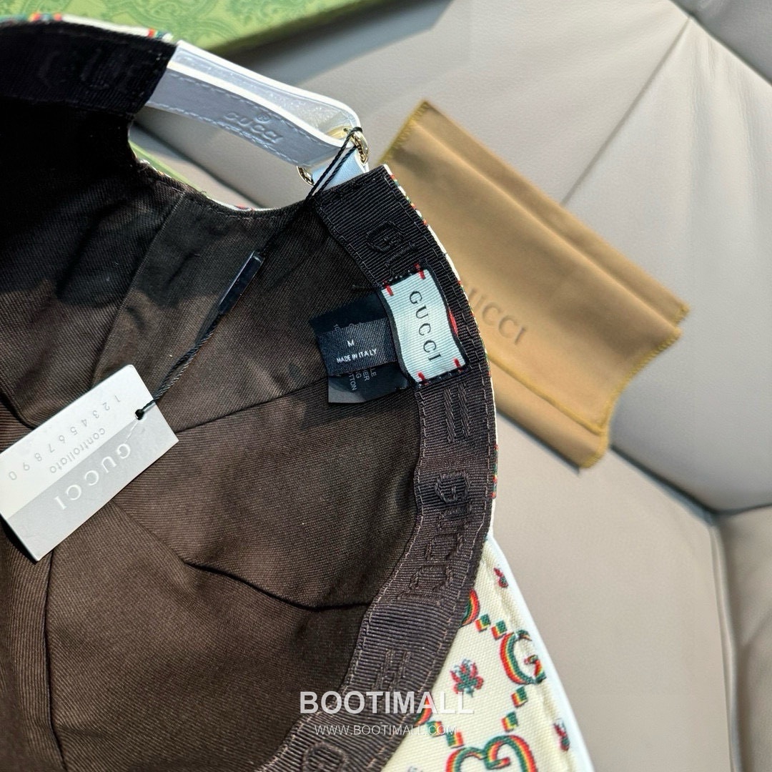 Gucci Double G Insect Print Canvas Leather Strap Baseball Cap 구찌 더블 G 인섹트 프린트 캔버스 가죽 스트랩 베이스볼 캡 56cm 7
