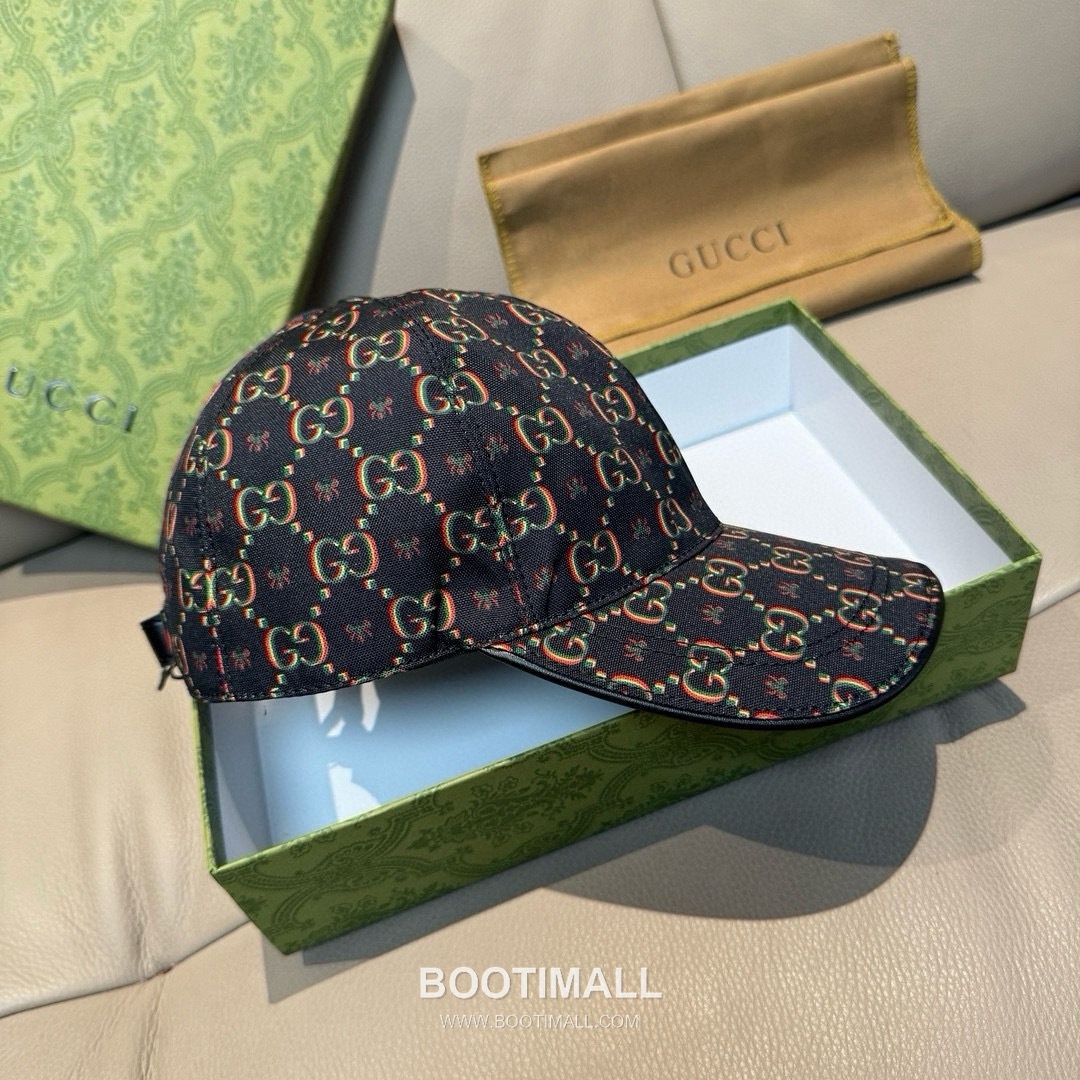 Gucci Double G Insect Print Canvas Leather Strap Baseball Cap 구찌 더블 G 인섹트 프린트 캔버스 가죽 스트랩 베이스볼 캡 56cm 4