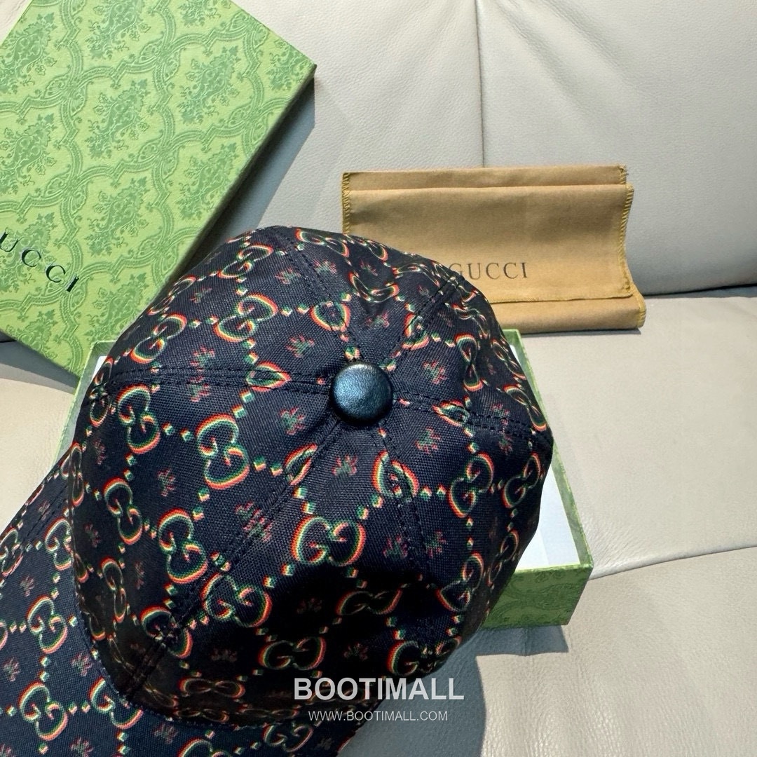 Gucci Double G Insect Print Canvas Leather Strap Baseball Cap 구찌 더블 G 인섹트 프린트 캔버스 가죽 스트랩 베이스볼 캡 56cm 6