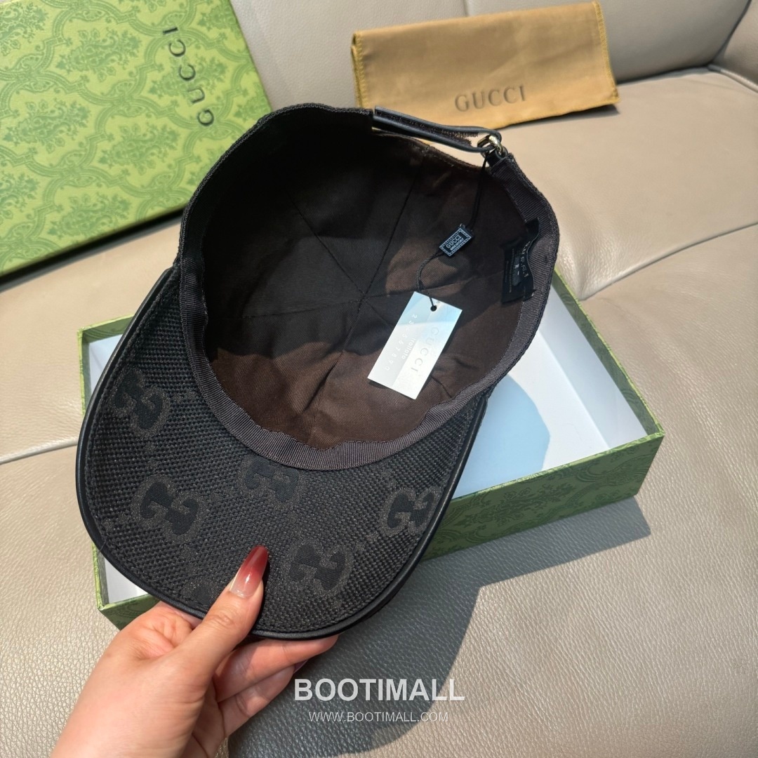 Gucci Double G Insect Print Canvas Leather Strap Baseball Cap 구찌 더블 G 인섹트 프린트 캔버스 가죽 스트랩 베이스볼 캡 56cm 7