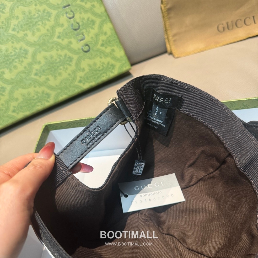 Gucci Double G Insect Print Canvas Leather Strap Baseball Cap 구찌 더블 G 인섹트 프린트 캔버스 가죽 스트랩 베이스볼 캡 56cm 8