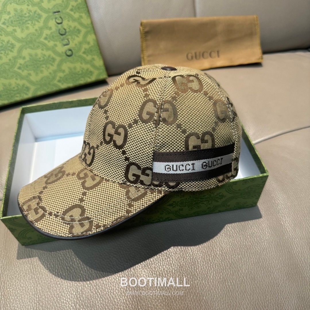 Gucci Double G Insect Print Canvas Leather Strap Baseball Cap 구찌 더블 G 인섹트 프린트 캔버스 가죽 스트랩 베이스볼 캡 56cm 1