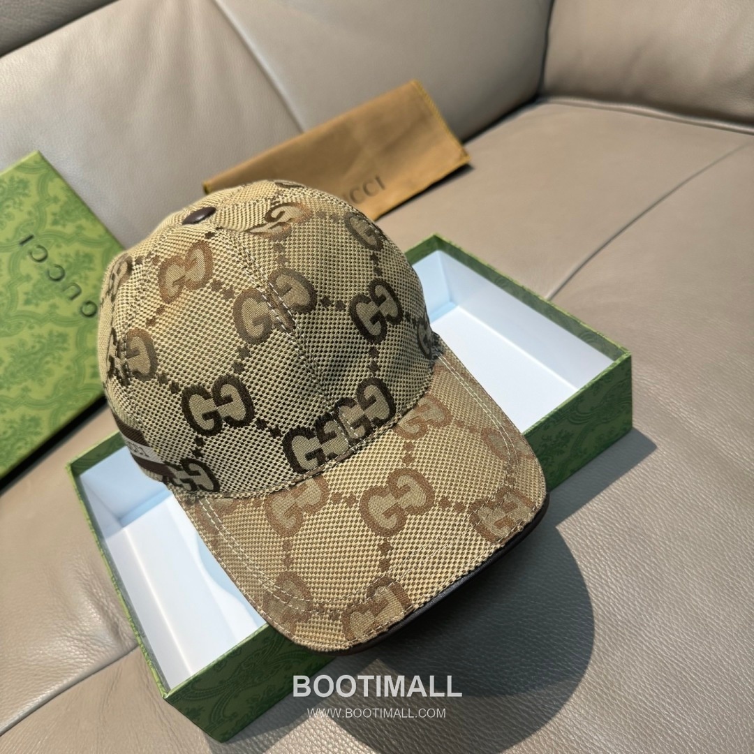 Gucci Double G Insect Print Canvas Leather Strap Baseball Cap 구찌 더블 G 인섹트 프린트 캔버스 가죽 스트랩 베이스볼 캡 56cm 2