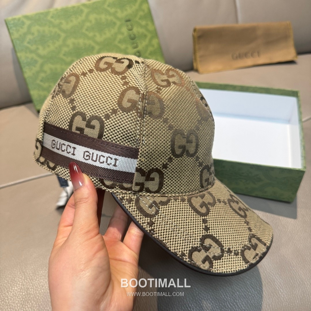 Gucci Double G Insect Print Canvas Leather Strap Baseball Cap 구찌 더블 G 인섹트 프린트 캔버스 가죽 스트랩 베이스볼 캡 56cm 4