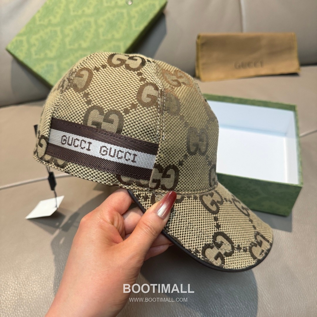 Gucci Double G Insect Print Canvas Leather Strap Baseball Cap 구찌 더블 G 인섹트 프린트 캔버스 가죽 스트랩 베이스볼 캡 56cm 5