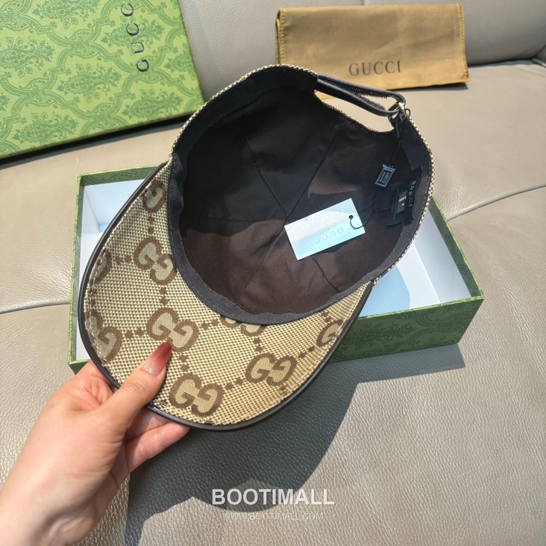 Gucci Double G Insect Print Canvas Leather Strap Baseball Cap 구찌 더블 G 인섹트 프린트 캔버스 가죽 스트랩 베이스볼 캡 56cm 7
