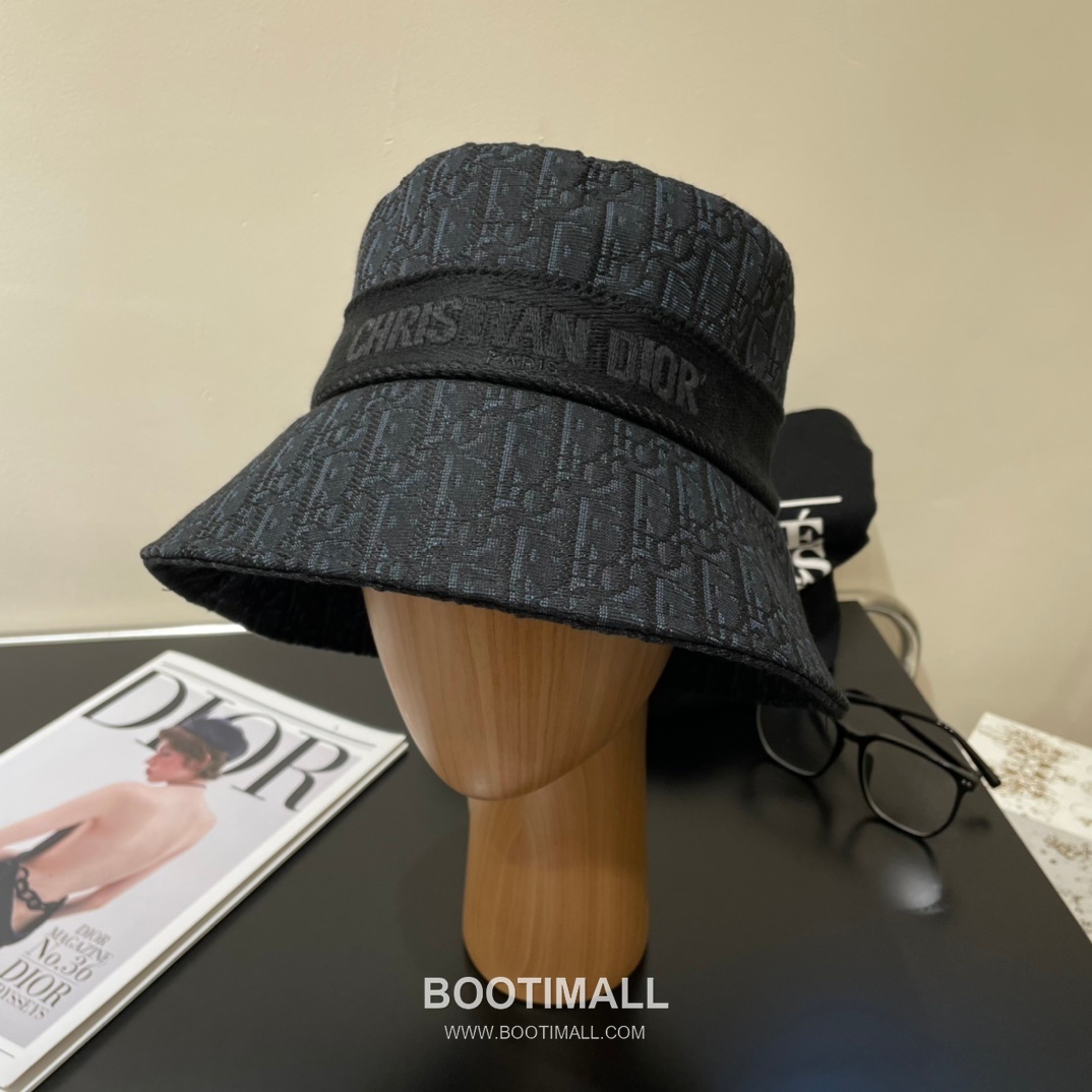 Dior Logo Linen Cotton Blend Bucket Hat 디올 로고 린넨 코튼 혼방 버킷 햇 56cm 1