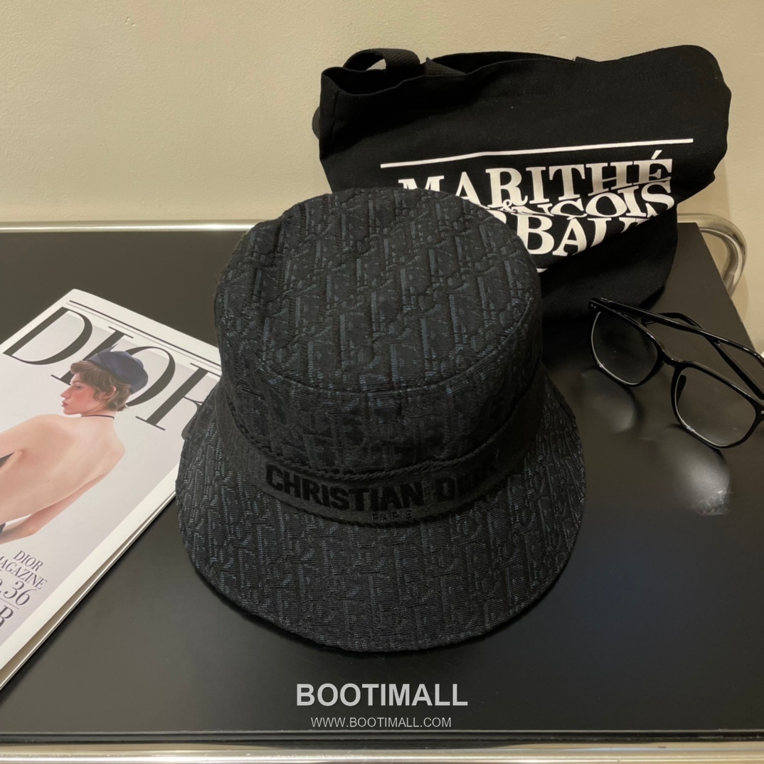 Dior Logo Linen Cotton Blend Bucket Hat 디올 로고 린넨 코튼 혼방 버킷 햇 56cm 2