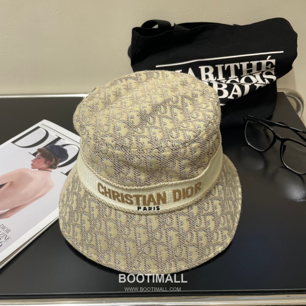 Dior Logo Linen Cotton Blend Bucket Hat 디올 로고 린넨 코튼 혼방 버킷 햇 56cm 2