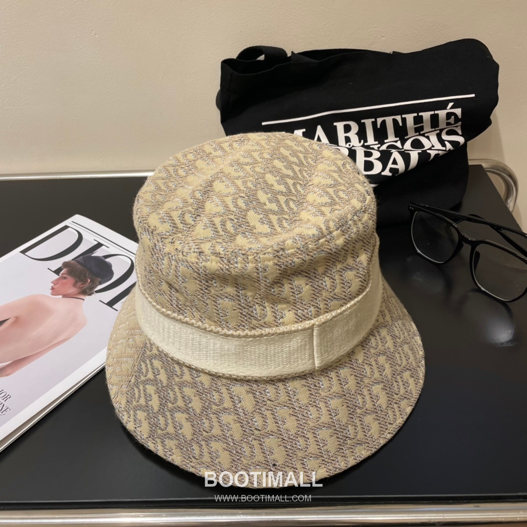Dior Logo Linen Cotton Blend Bucket Hat 디올 로고 린넨 코튼 혼방 버킷 햇 56cm 3
