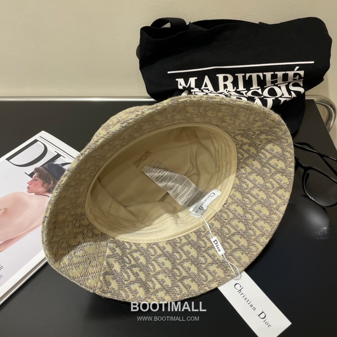 Dior Logo Linen Cotton Blend Bucket Hat 디올 로고 린넨 코튼 혼방 버킷 햇 56cm 4