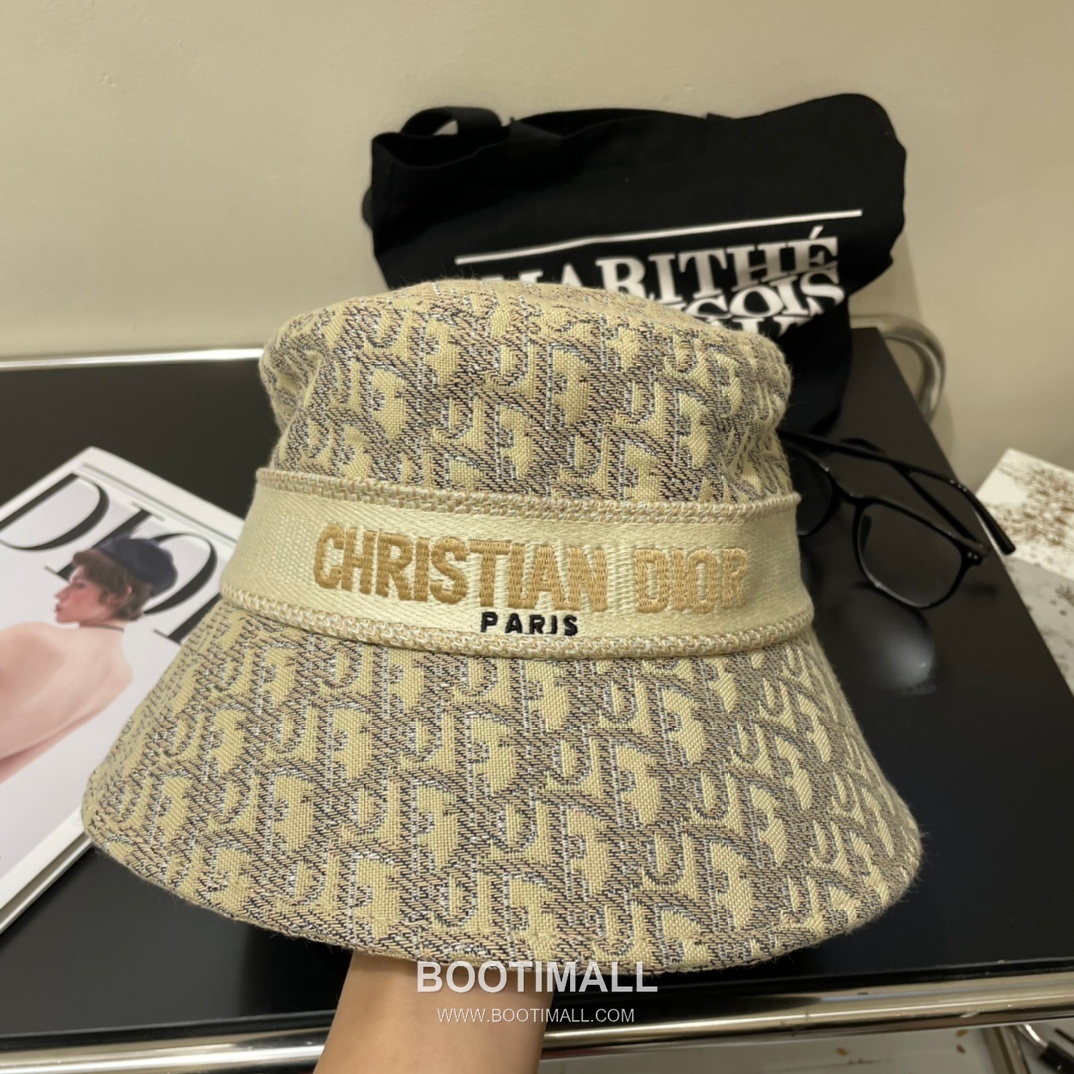 Dior Logo Linen Cotton Blend Bucket Hat 디올 로고 린넨 코튼 혼방 버킷 햇 56cm 5