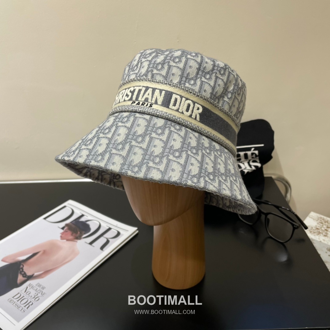 Dior Logo Linen Cotton Blend Bucket Hat 디올 로고 린넨 코튼 혼방 버킷 햇 56cm 1